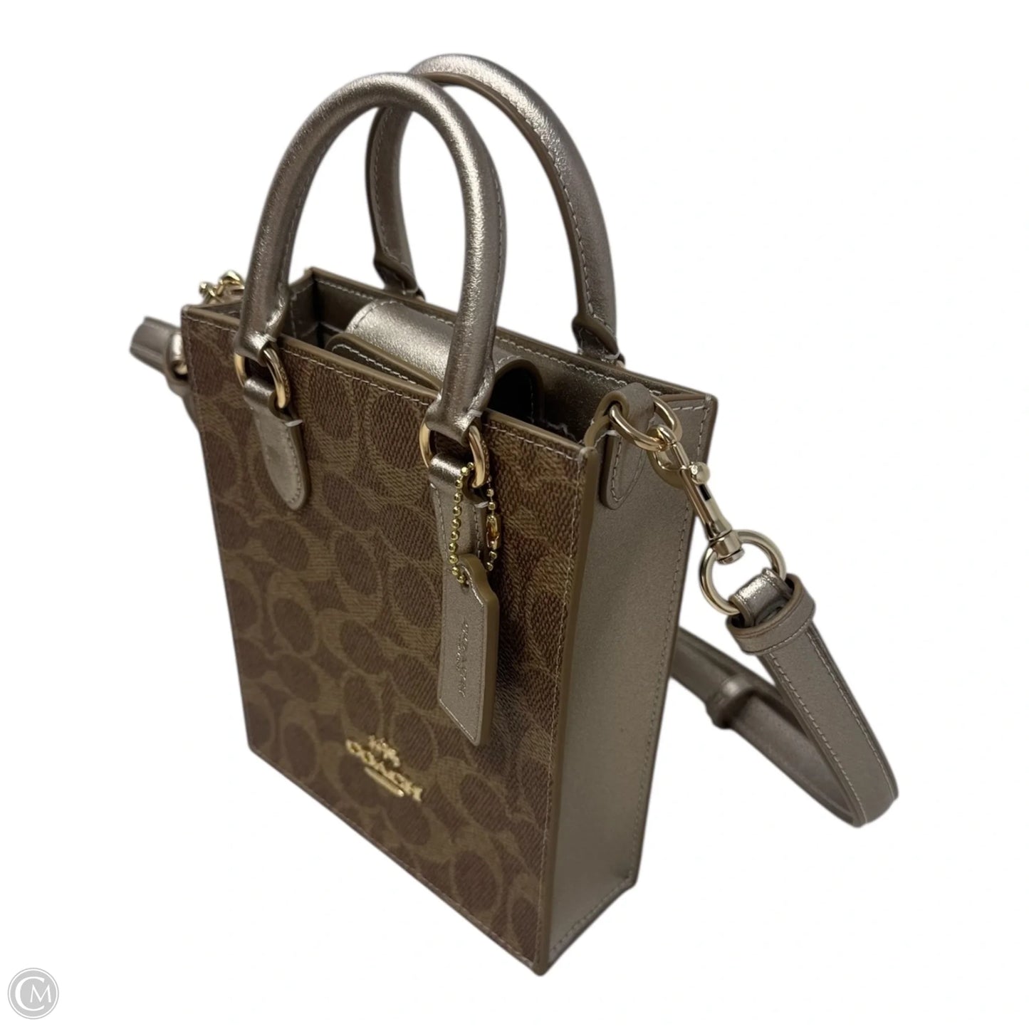 Boxed Mini Tote Crossbody Handbag Designer By Coach, Size: Small