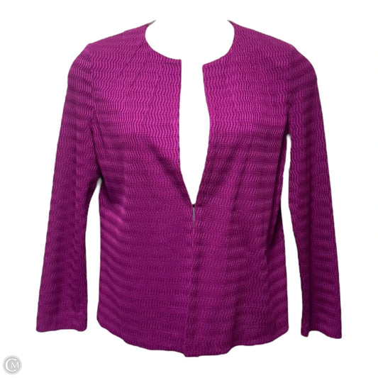 Vivid Viola Textured Knit Jacket By Ming Wang In Purple, Size: M
