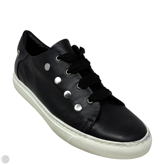Stud Leather Lace Up Sneakers By Agl In Black, Size: 12