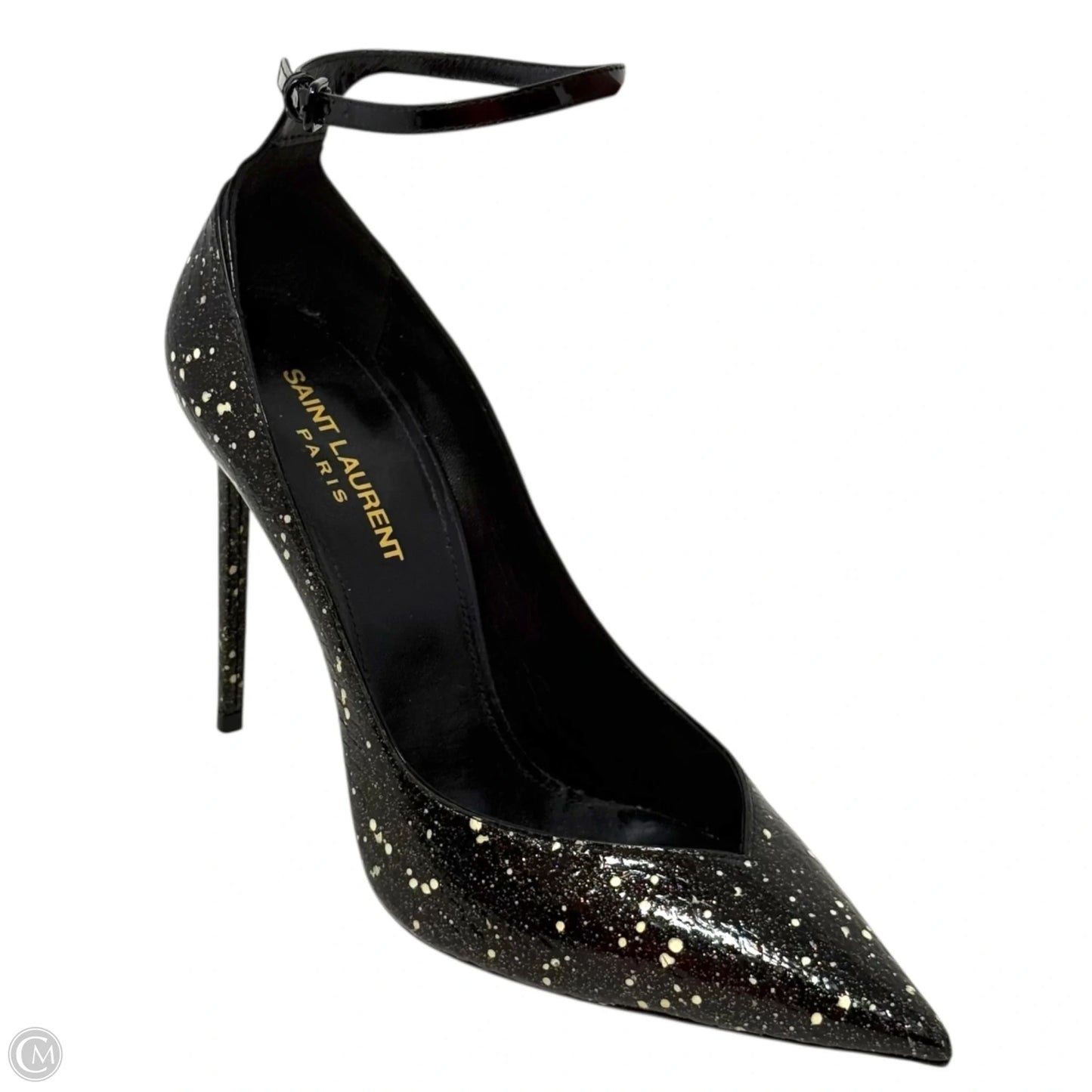 Zoe Stardust Patent Leather D'Orsay Pumps Luxury Designer By Yves Saint Laurent In Black & Cream, Size: 8