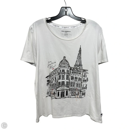 Top Short Sleeve Designer By Karl Lagerfeld In Black & White, Size: Xl