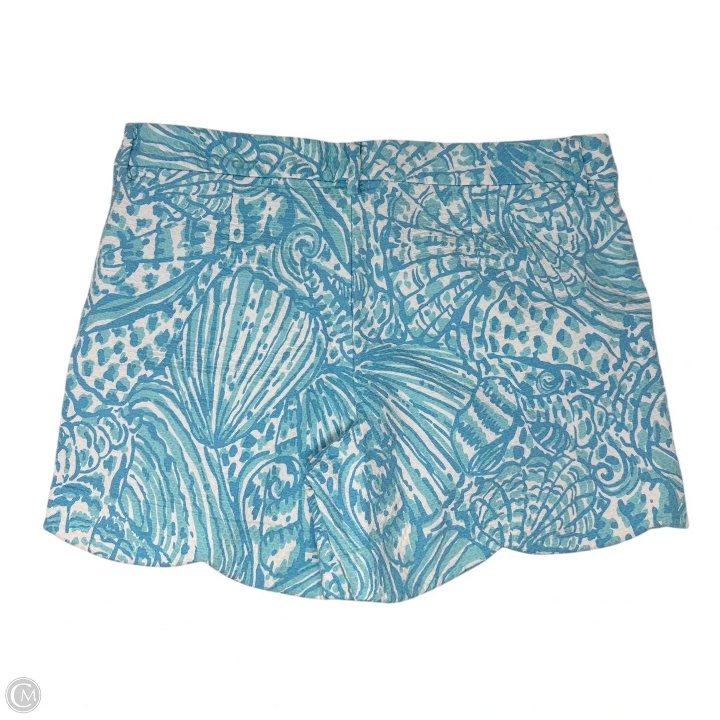 Palmita Stretch Shorts Designer By Lilly Pulitzer In Succulent Blue Sea Cups, Size: 8