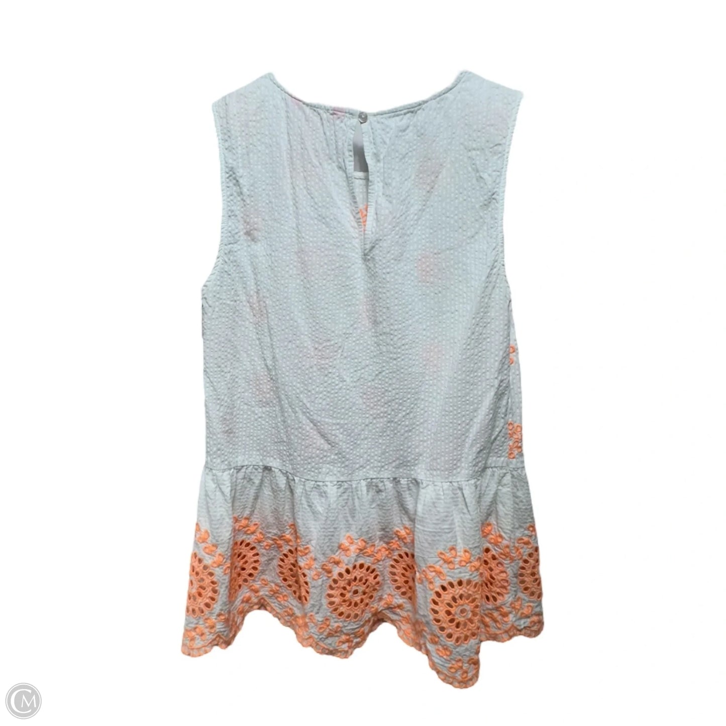 Lilliana Top Designer By Lilly Pulitzer In Cantaloupe Embroidered Seersucker, Size: M