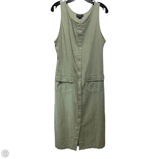 Linen Blend Dress Casual Midi By Blue J In Green, Size: S