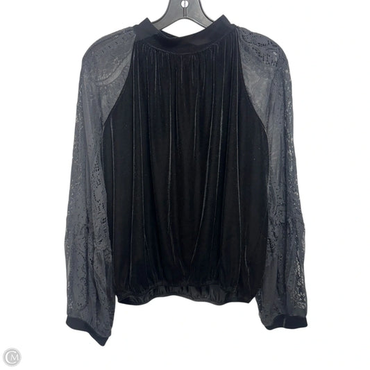 Dream Team Black Velvet and Lace Long Sleeve Top By Free People In Black, Size: L