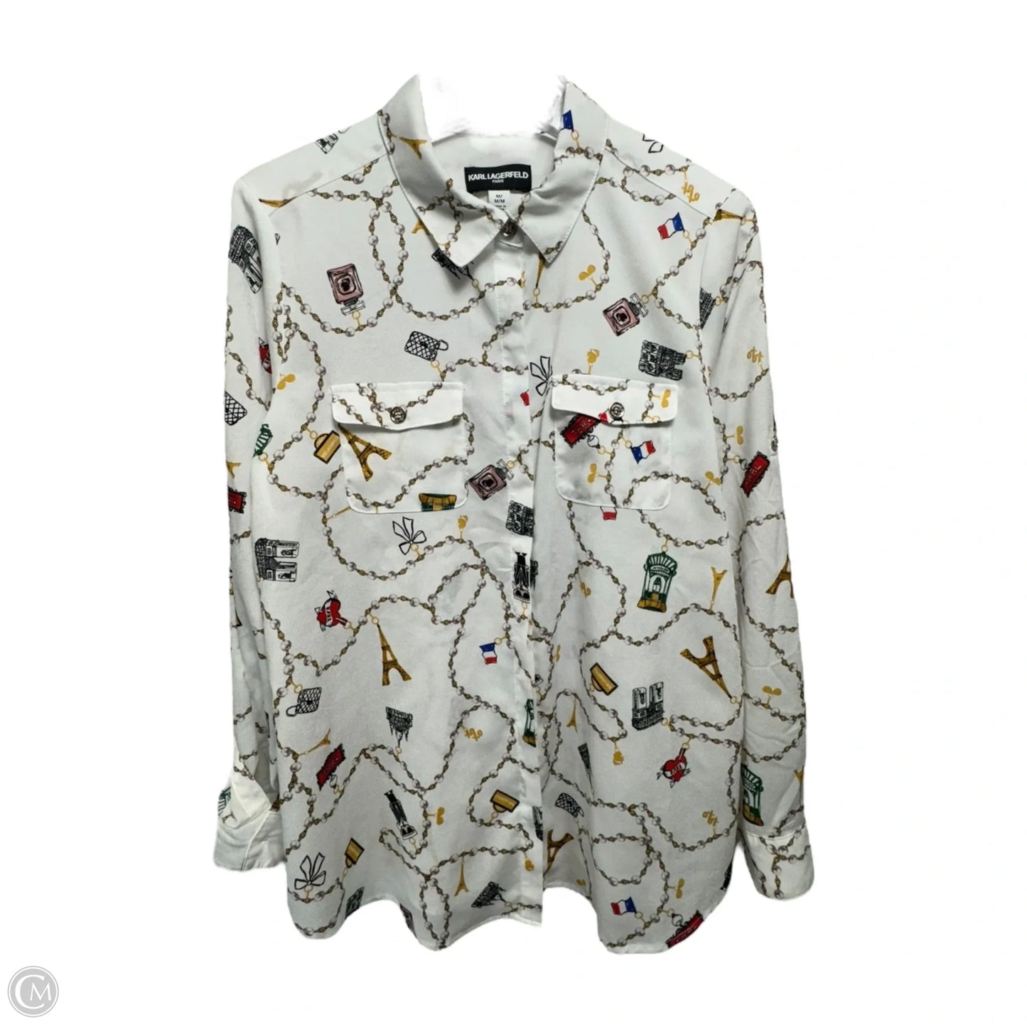 Top Long Sleeve Designer By Karl Lagerfeld In Multi-colored, Size: M