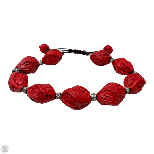 Carved Red Bead Slider Bracelet