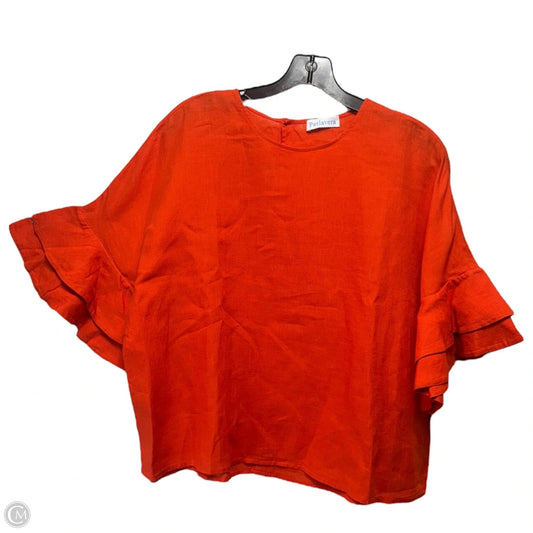 Linen Top 3/4 Sleeve By Perlavera In Orange, Size: Osfm, Estimated M