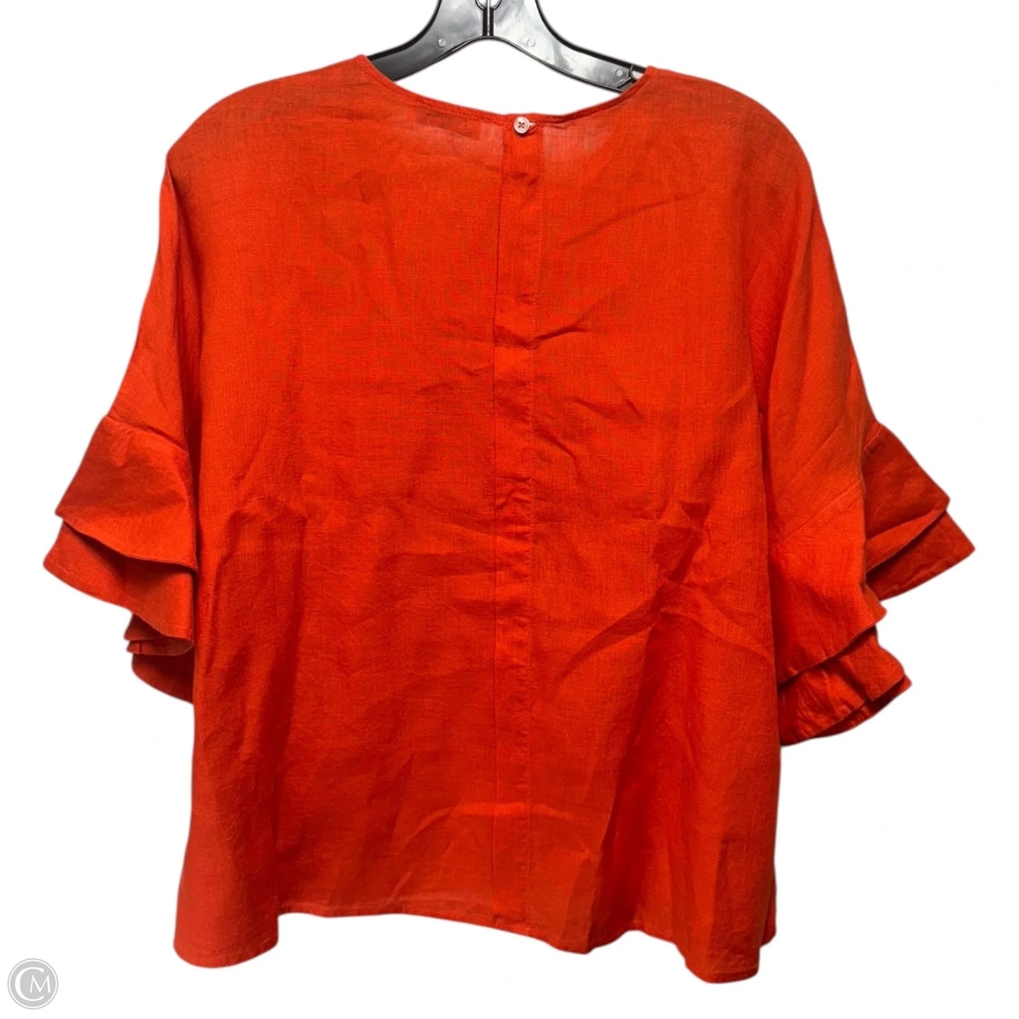 Linen Top 3/4 Sleeve By Perlavera In Orange, Size: Osfm, Estimated M