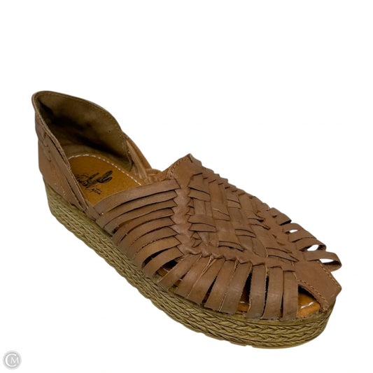 Mexican Artisanal Espadrille Huaraches Leather Sandals By Modern Latina In Tan, Size: 6