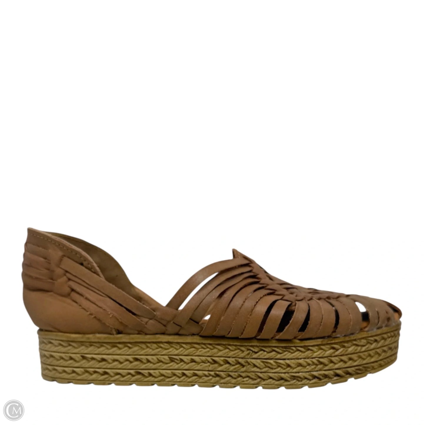 Mexican Artisanal Espadrille Huaraches Leather Sandals By Modern Latina In Tan, Size: 6