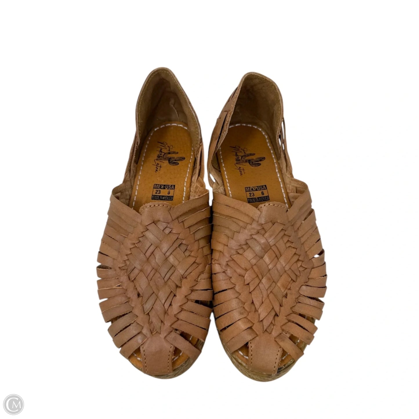 Mexican Artisanal Espadrille Huaraches Leather Sandals By Modern Latina In Tan, Size: 6