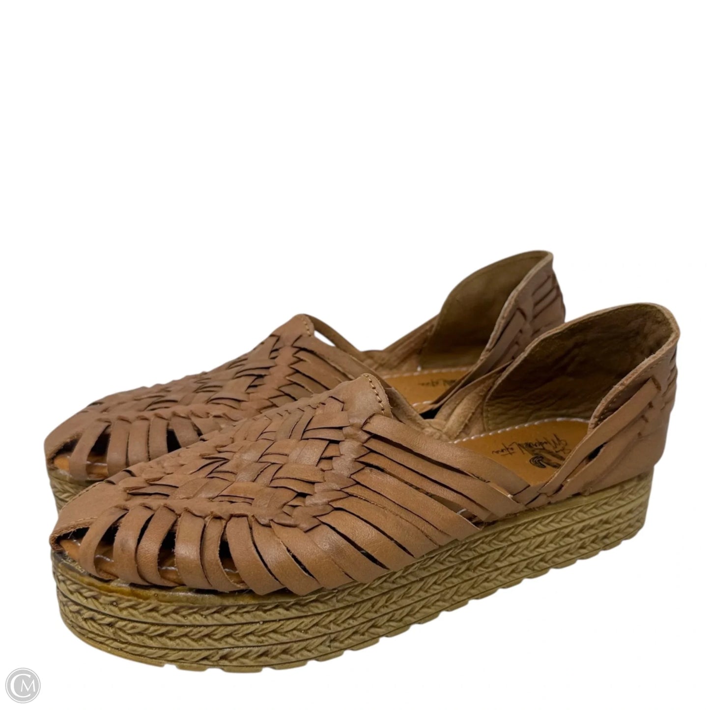 Mexican Artisanal Espadrille Huaraches Leather Sandals By Modern Latina In Tan, Size: 6