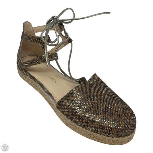 Walkmyway Lace Up Espadrille Shoes Designer By Stuart Weitzman In Metallic Leopard, Size: 7