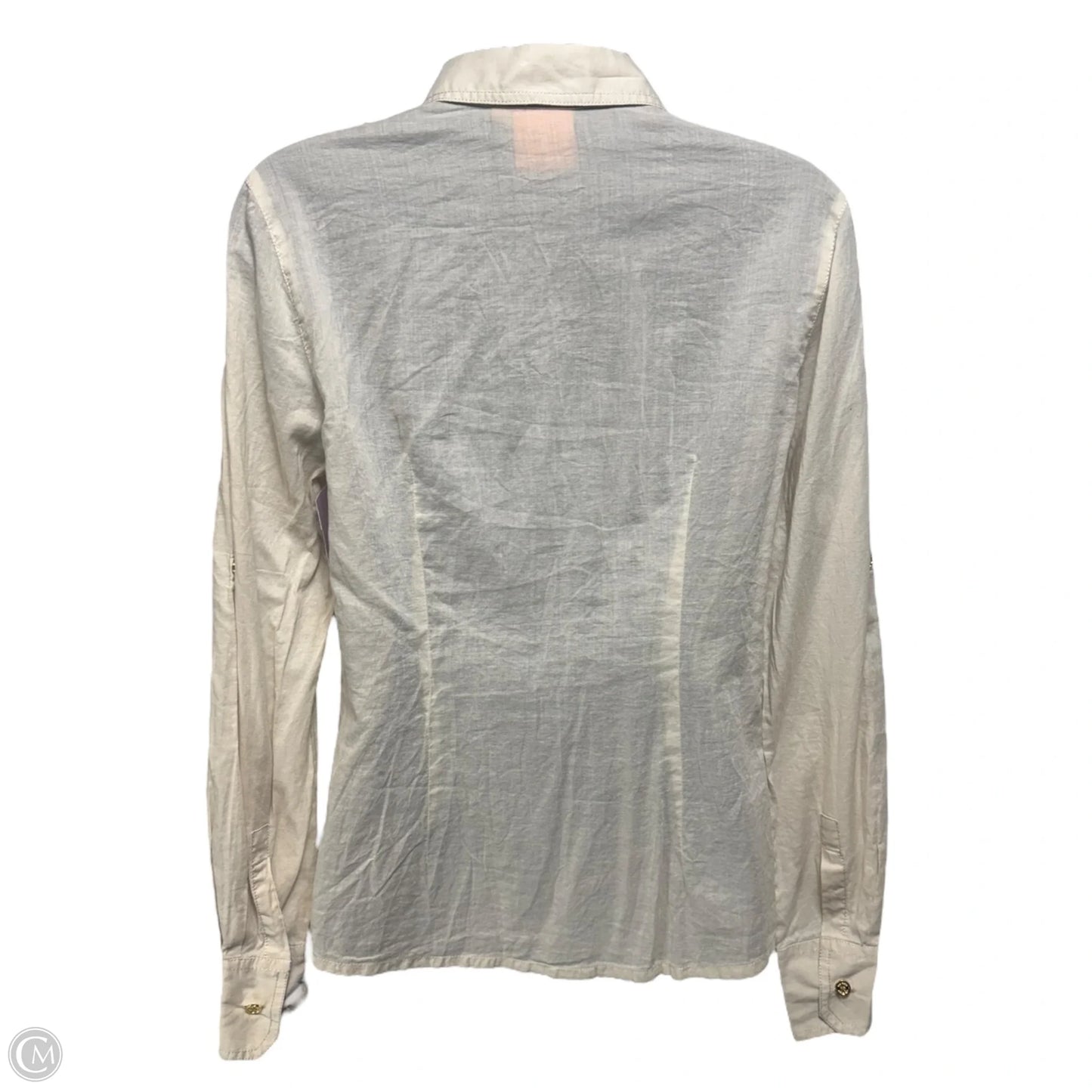 Thin Cotton Top Long Sleeve Designer By Tory Burch In Cream, Size: 4