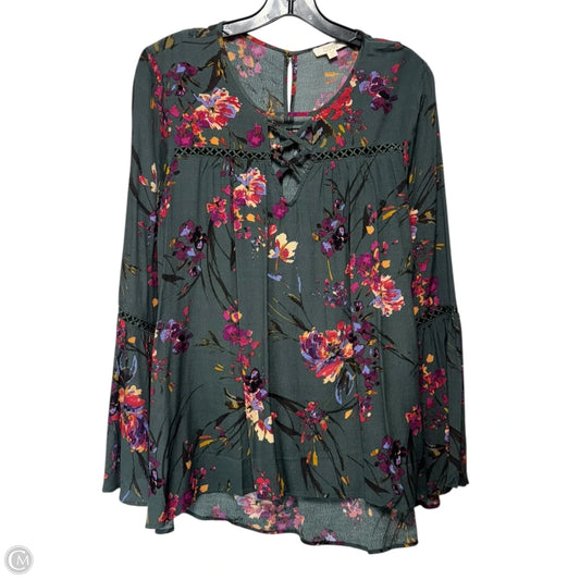 Top Long Sleeve By Oddi In Floral Print, Size: M