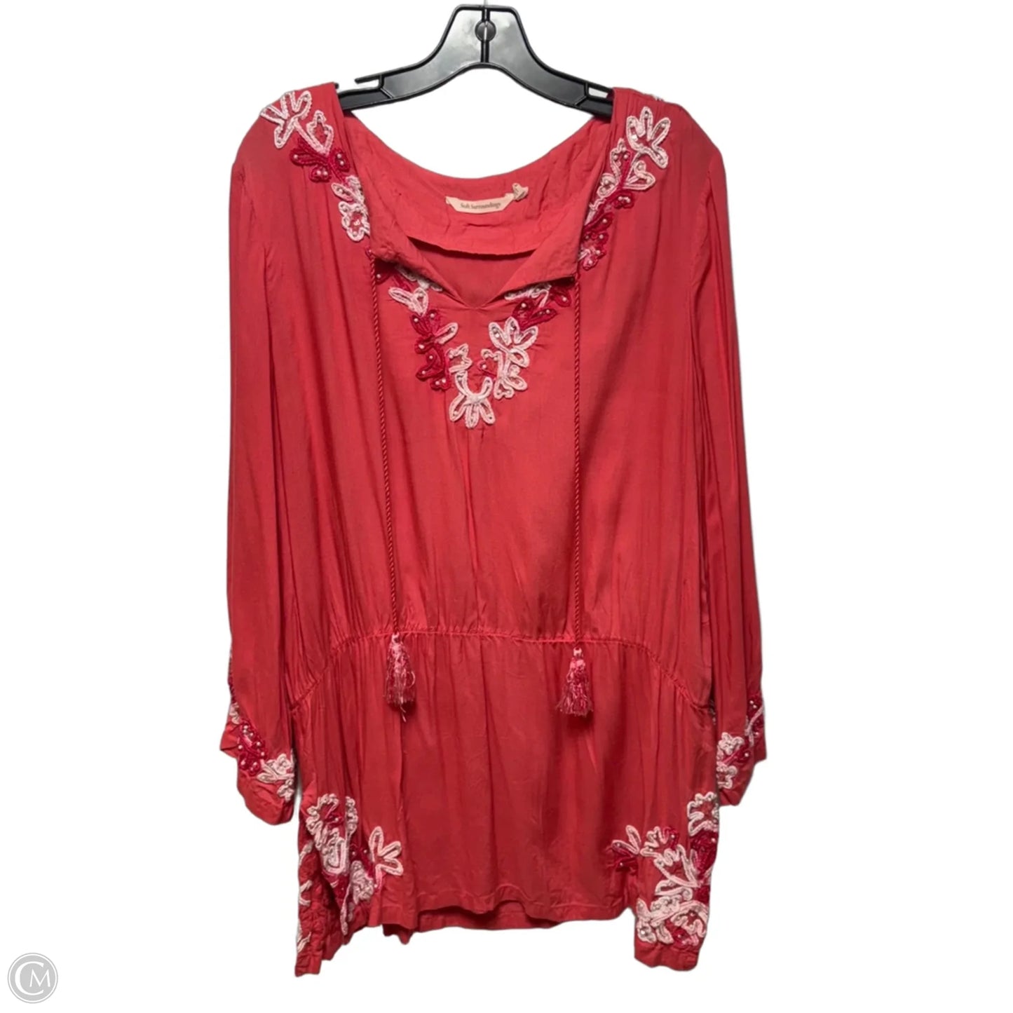 Embellished Tunic Long Sleeve By Soft Surroundings In Coral, Size: Xl
