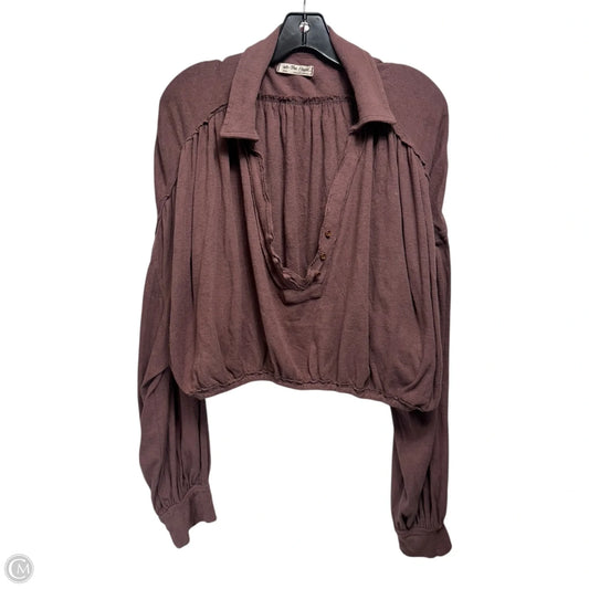 Darren Tee Crop Top Long Sleeve By Free People In Brown, Size: S