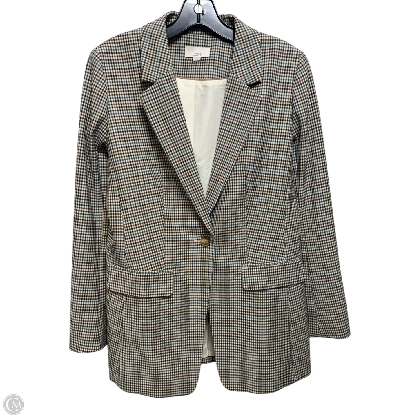 Blazer By Loft In Checkered Pattern, Size: 4