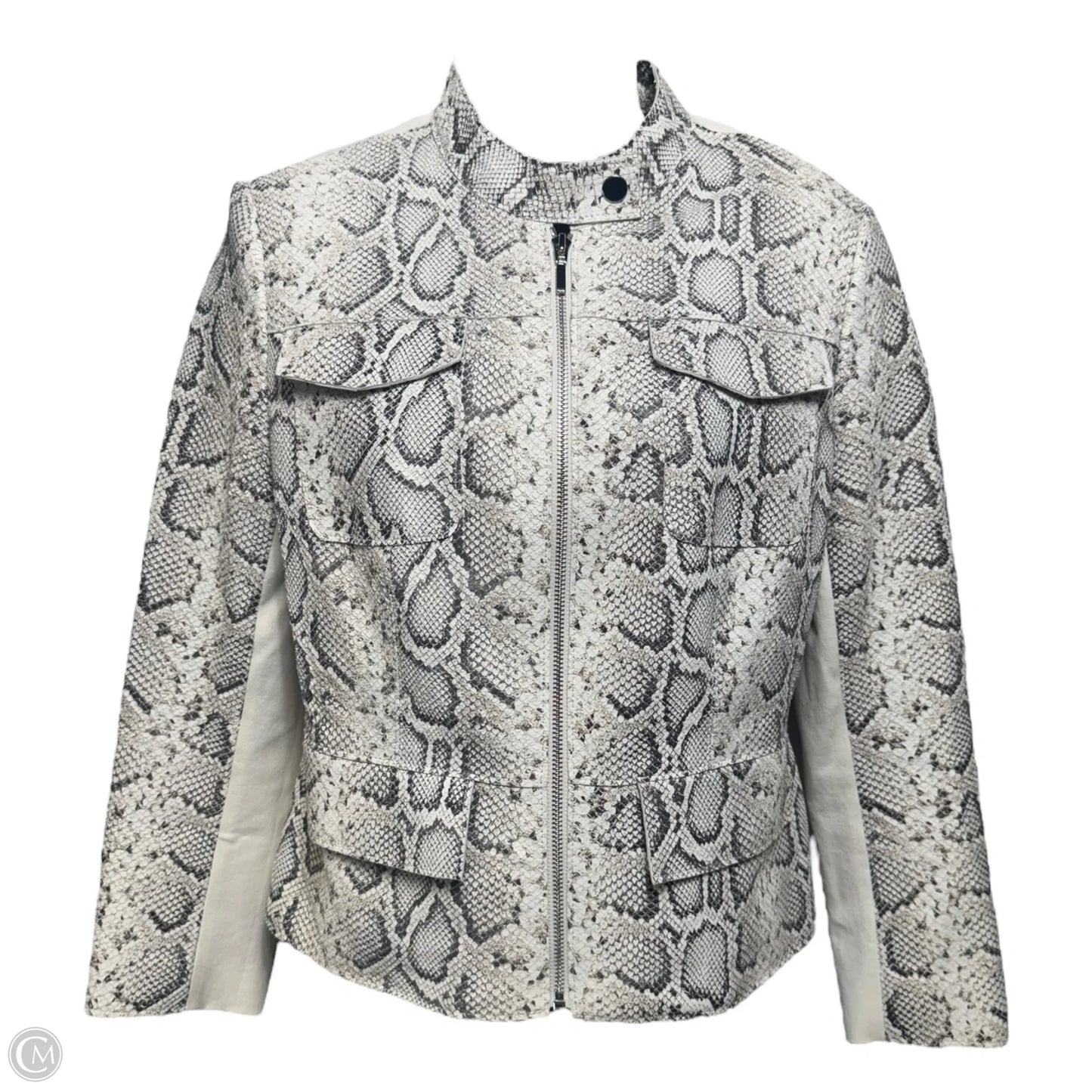 Lambskin Jacket Leather By Elie Tahari In Snakeskin Print, Size: S