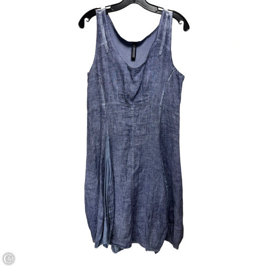 Linen Dress Casual Midi By Inizio In Blue, Size: L