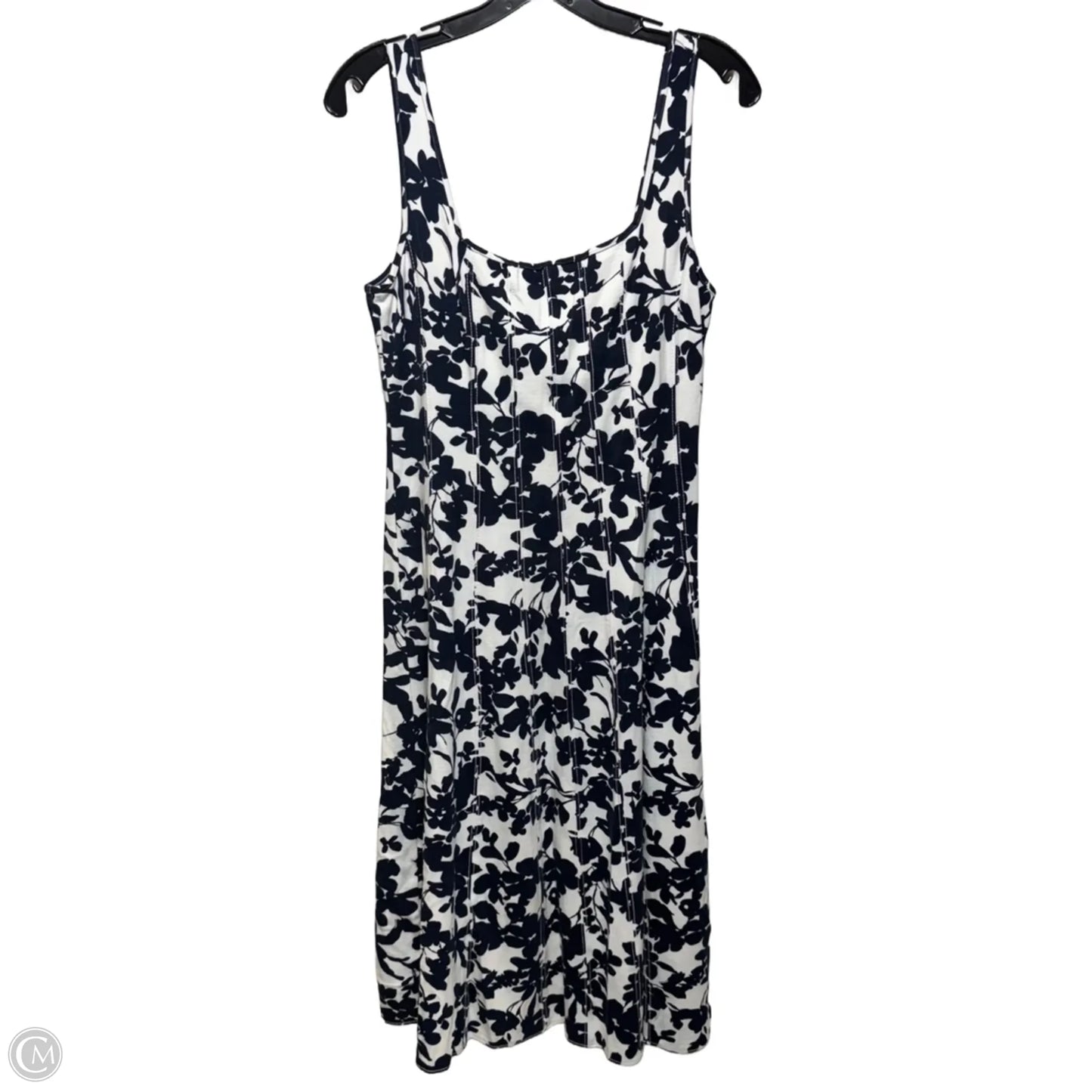 Dress Casual Midi By Loft In Navy & White, Size: 6