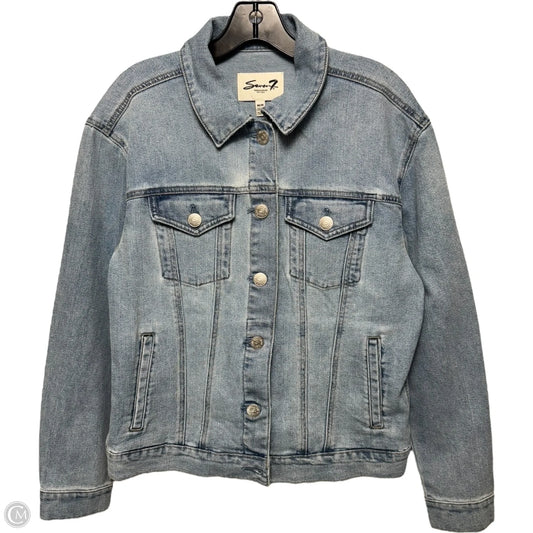 Denim Trucker Jacket By Seven 7 In Blue Denim, Size: M