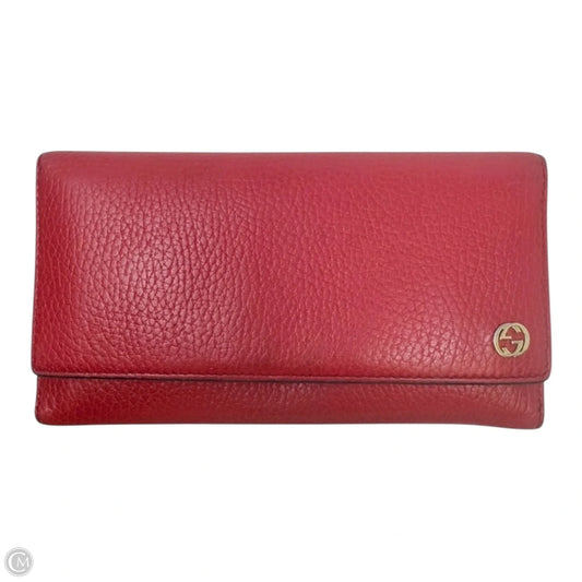 Pebbled Leather Continental Wallet Luxury Designer By Gucci, Size: Large
