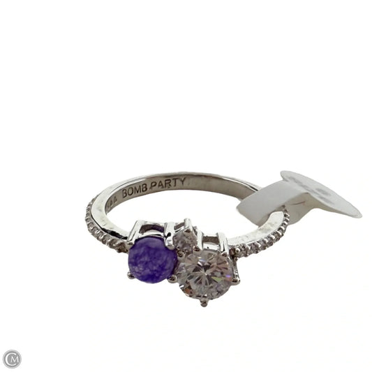 Amethyst & Clear Stone Statement Ring By Bomb Party, Size: 6