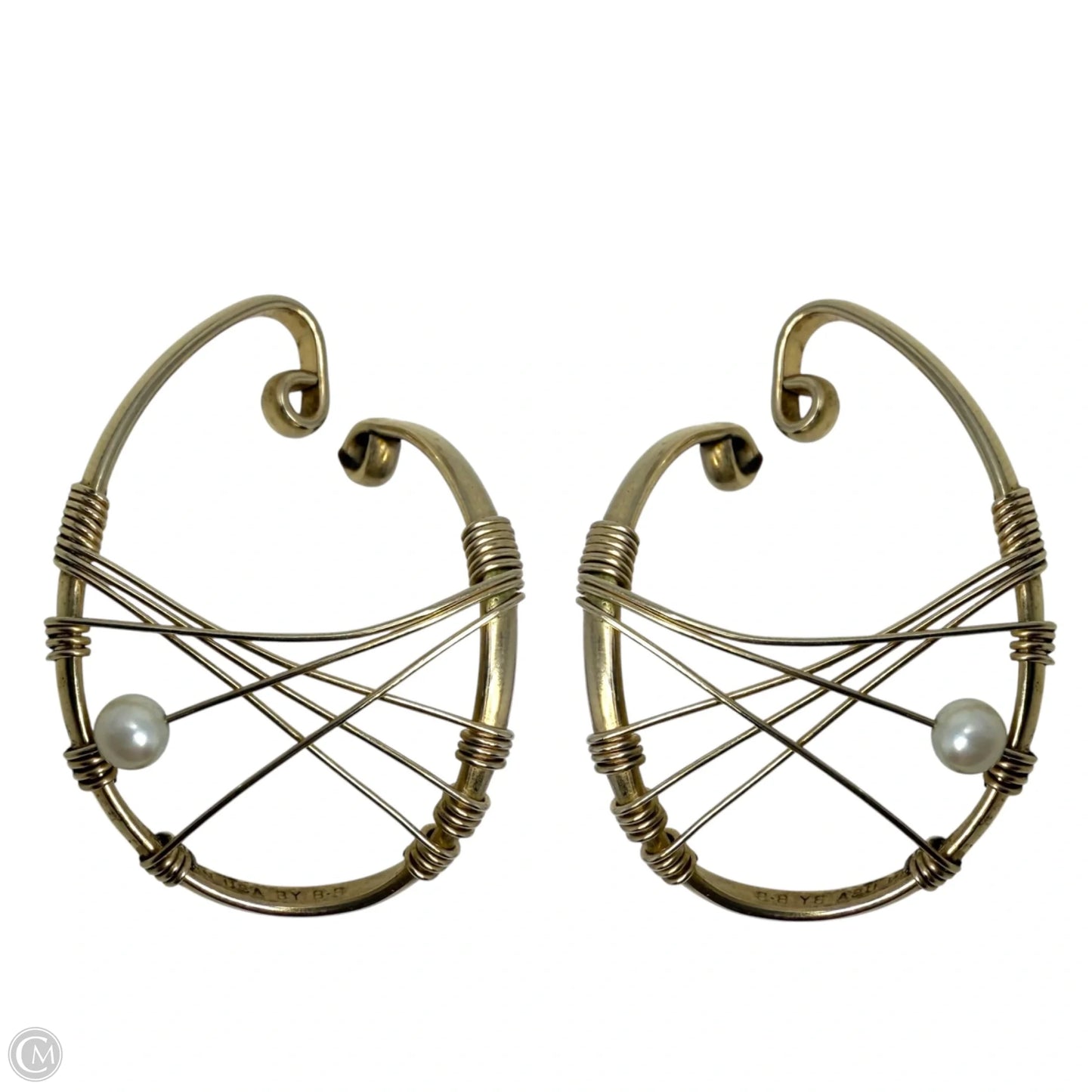 14K Gold Filled & Pearl Hooker Hoop Earrings By Barbara Barnet
