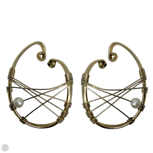 14K Gold Filled & Pearl Hooker Hoop Earrings By Barbara Barnet