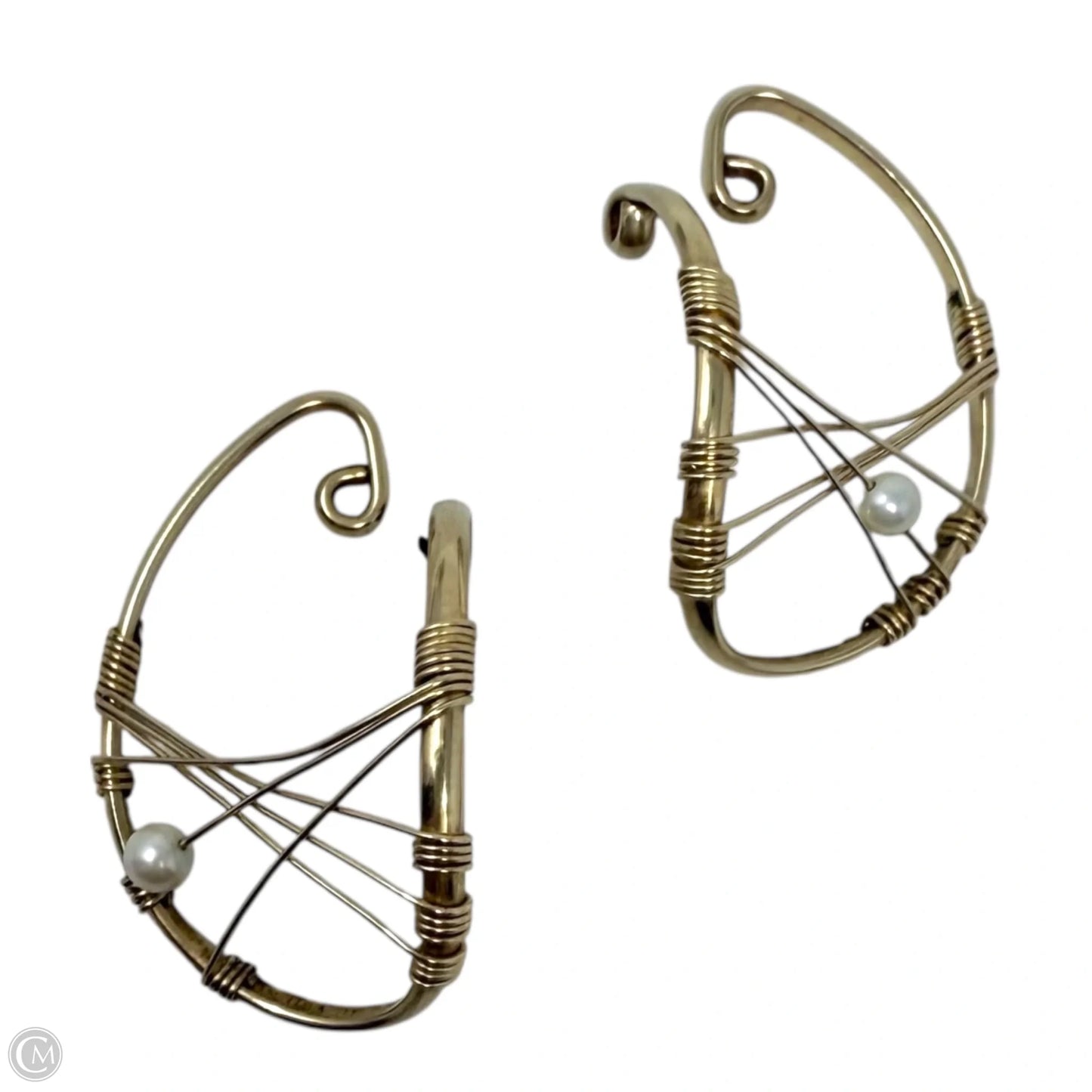 14K Gold Filled & Pearl Hooker Hoop Earrings By Barbara Barnet