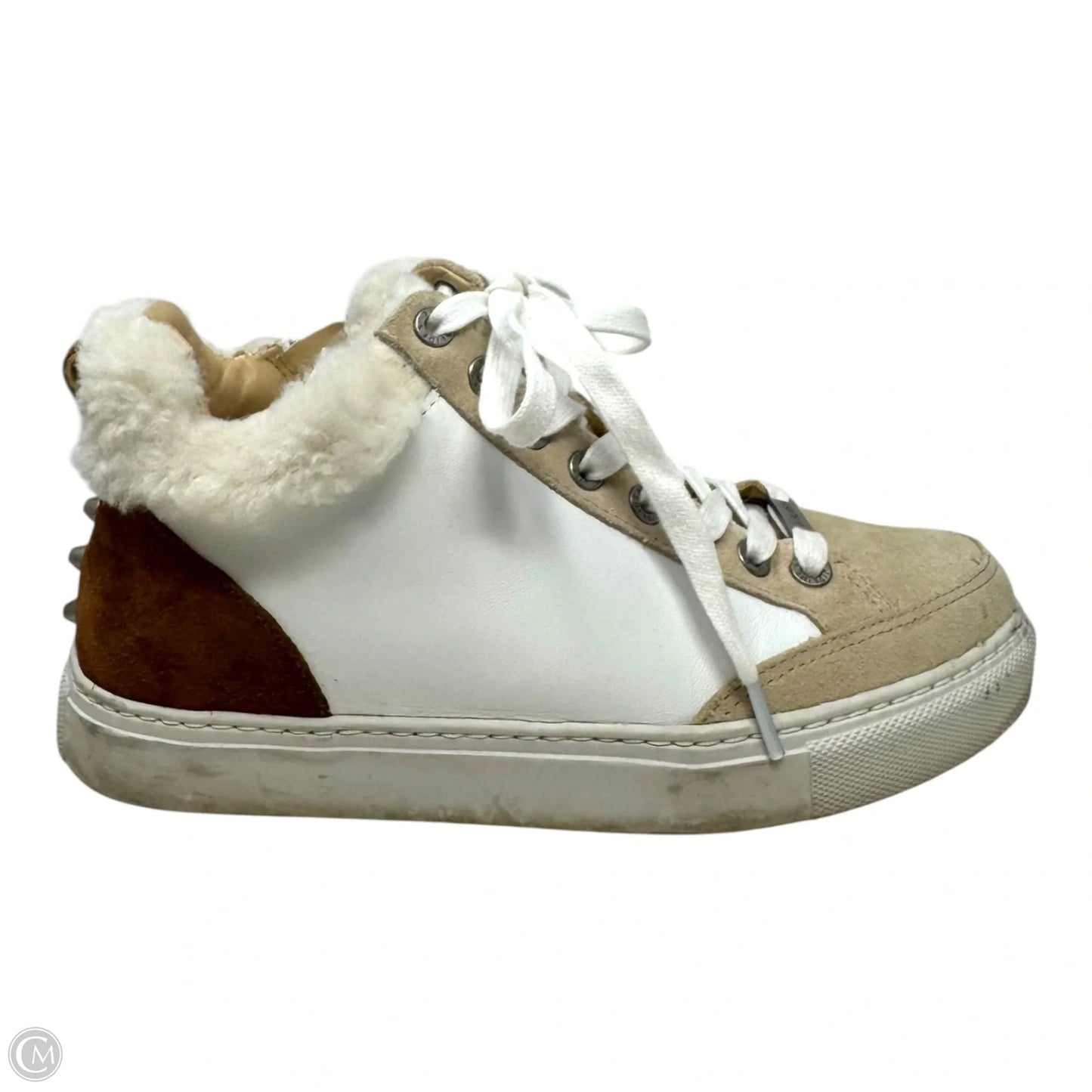 Shoes Athletic By J Slides In Cream & Tan, Size: 6.5