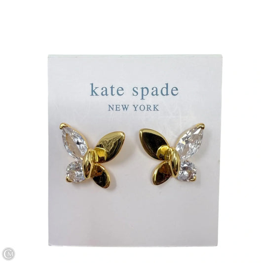 Gold-Tone Cubic Zirconia Butterfly Stud Earrings Designer By Kate Spade