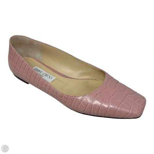 Mirele Croc Embossed Flats Shoes Luxury Designer By Jimmy Choo In Pink, Size: 8.5 (38.5)