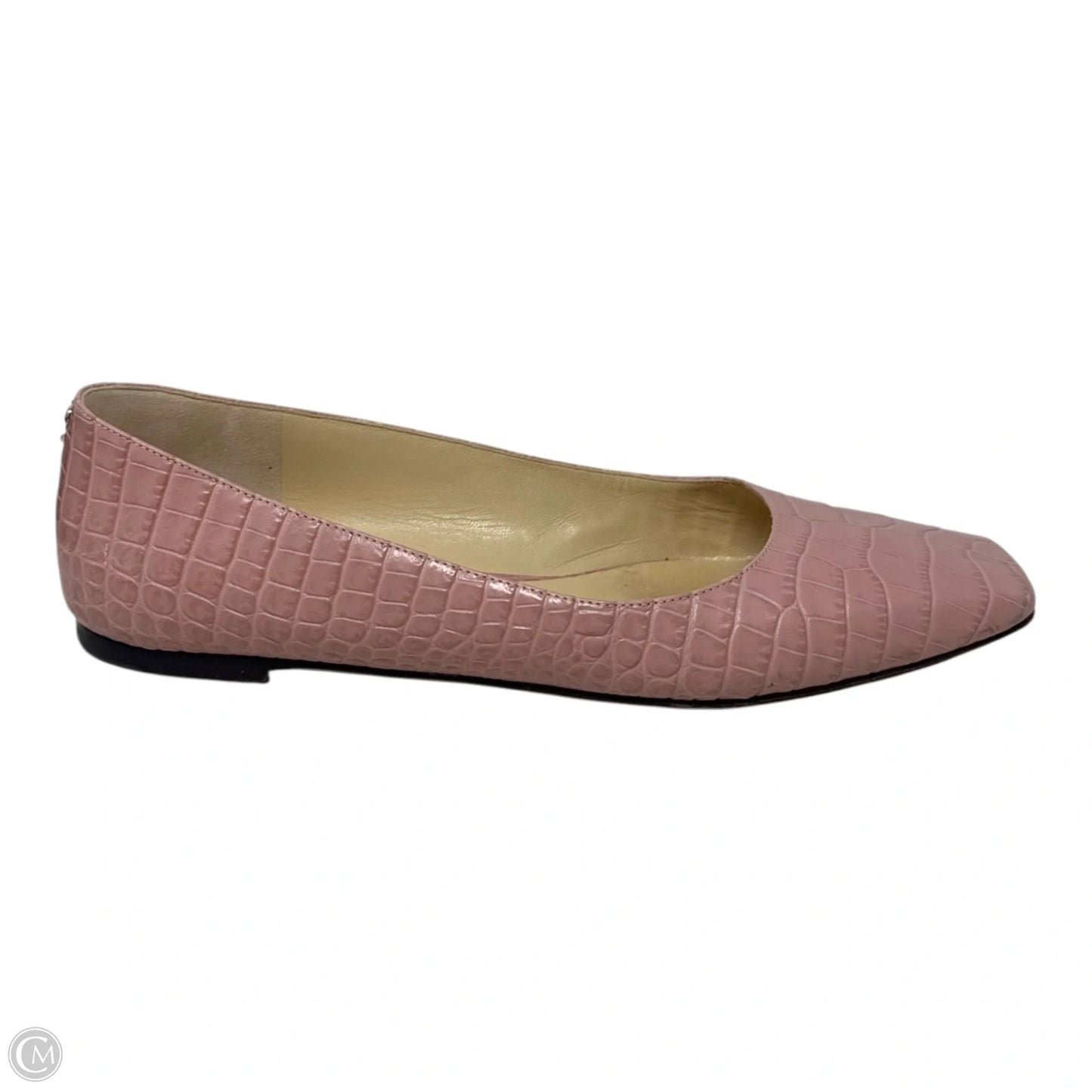 Mirele Croc Embossed Flats Shoes Luxury Designer By Jimmy Choo In Pink, Size: 8.5 (38.5)