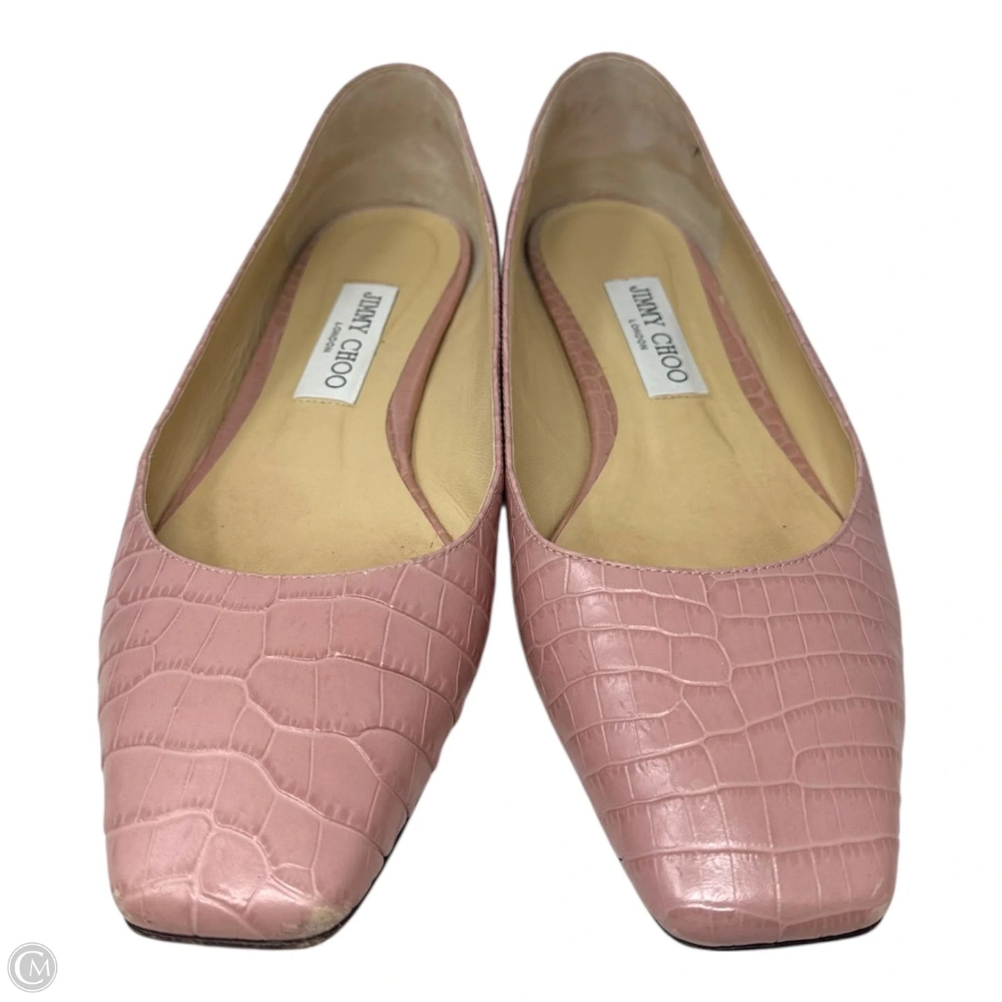 Mirele Croc Embossed Flats Shoes Luxury Designer By Jimmy Choo In Pink, Size: 8.5 (38.5)