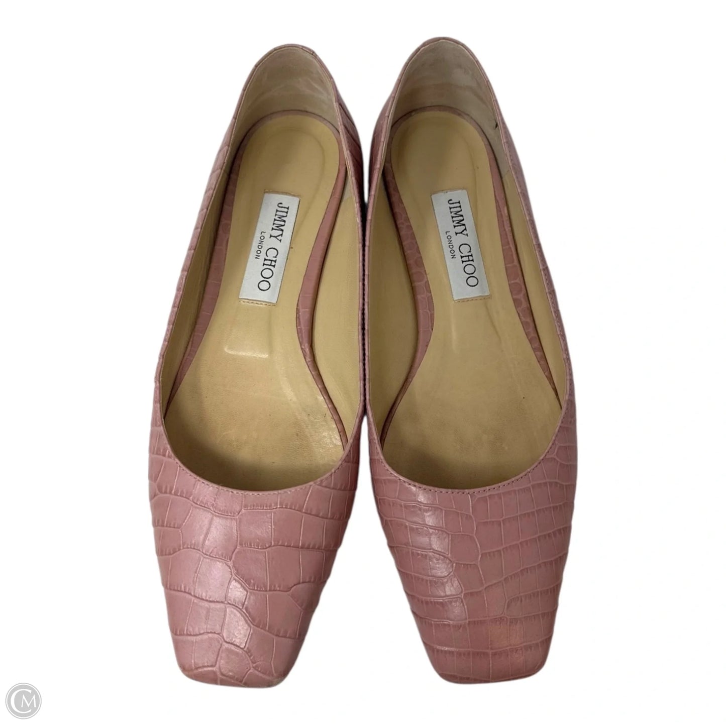 Mirele Croc Embossed Flats Shoes Luxury Designer By Jimmy Choo In Pink, Size: 8.5 (38.5)