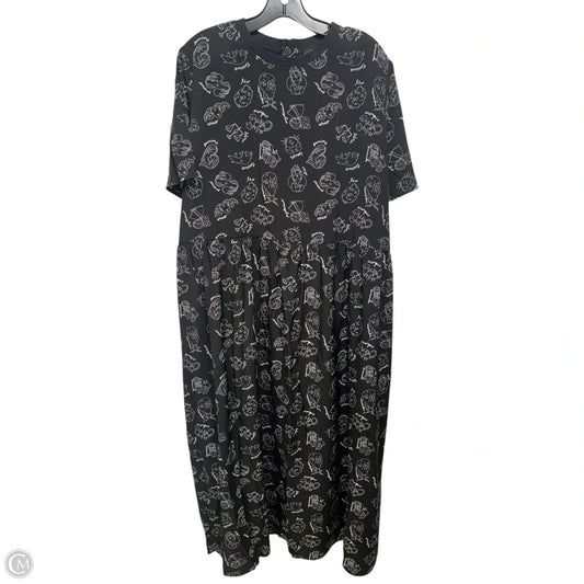 Never Too Much Zodiac Oversized T-Shirt Maxi Dress By Dressed In Lala In Black, Size: XL