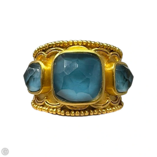 Trieste 24K Gold Plated Ring By Julie Vos In Iridescent Peacock Blue