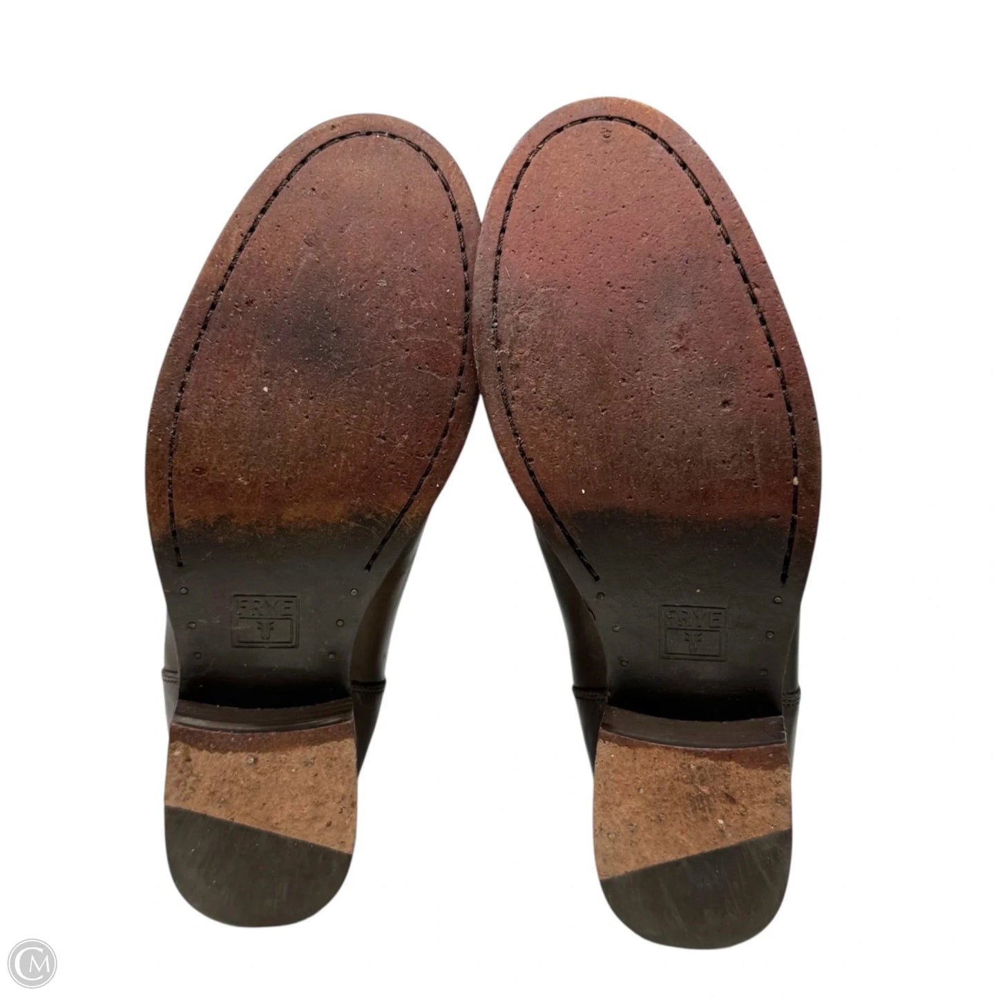 Melissa Button Back Zip Tall Riding Brown Boots Designer By Frye In Cognac, Size: 7