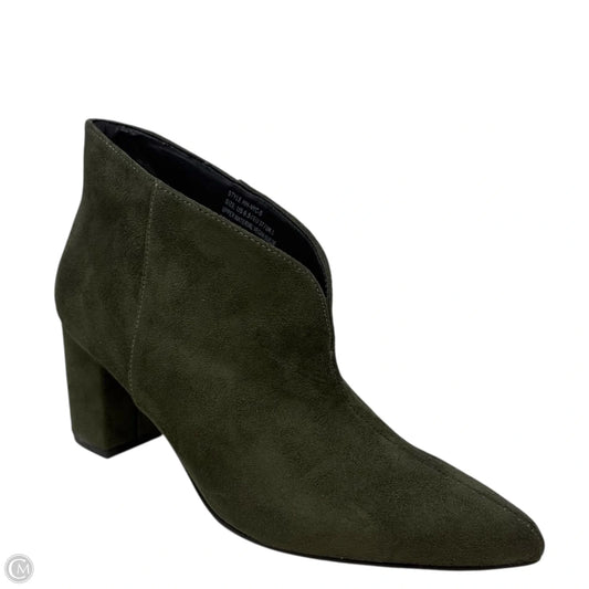 Vegan Suede Ankle Booties Designer By Halston In Olive Green, Size: 6.5