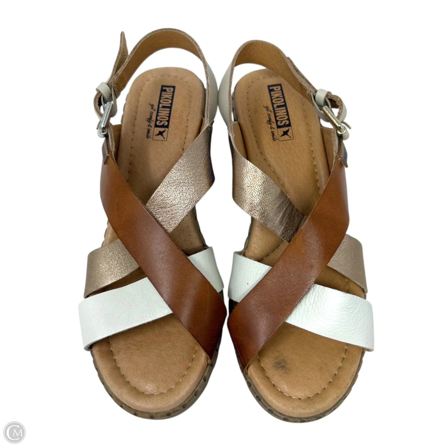 Canaria Mid Heel Sandals By Pikolinos In Cream & Tan, Size: 10