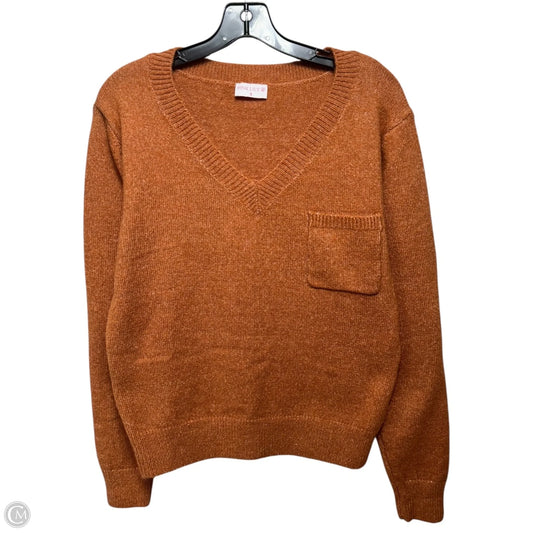 Cozy For Keeps V Neck Sweater By Pink Lily In Orange, Size: S
