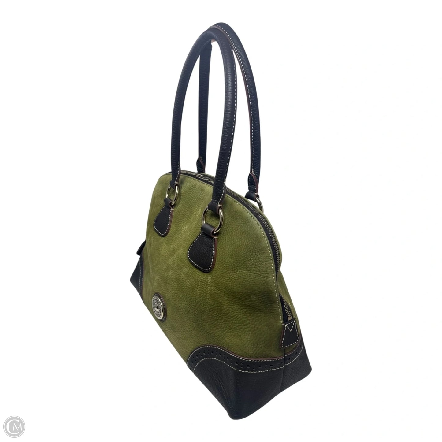 Domed Suede Satchel Designer By Dooney And Bourke In Olive, Size: Large