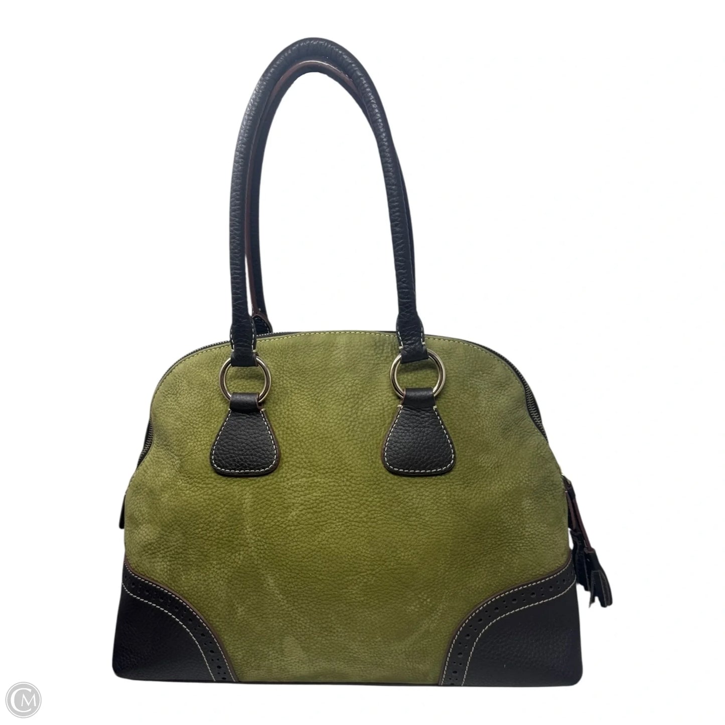 Domed Suede Satchel Designer By Dooney And Bourke In Olive, Size: Large
