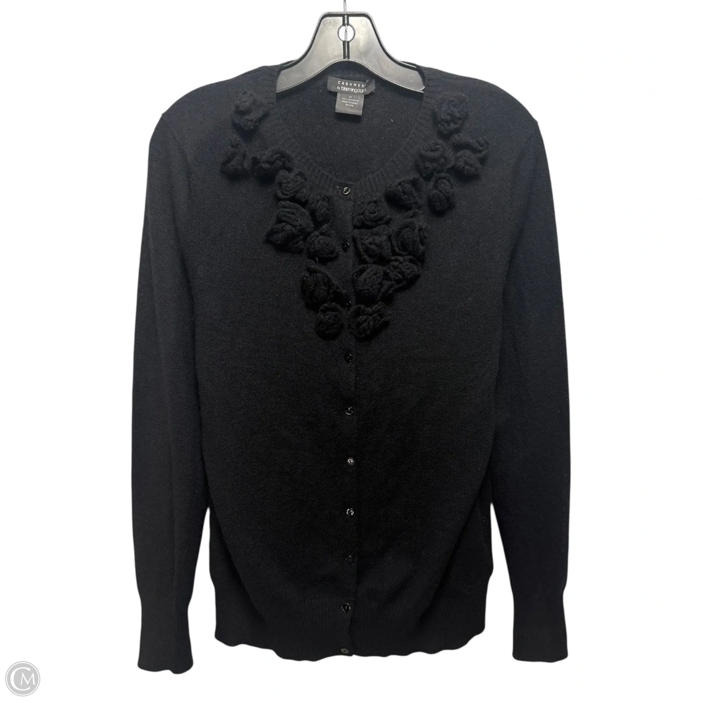 Cashmere Flower Applique Cardigan Sweater By Bloomingdales In Black, Size: Xl