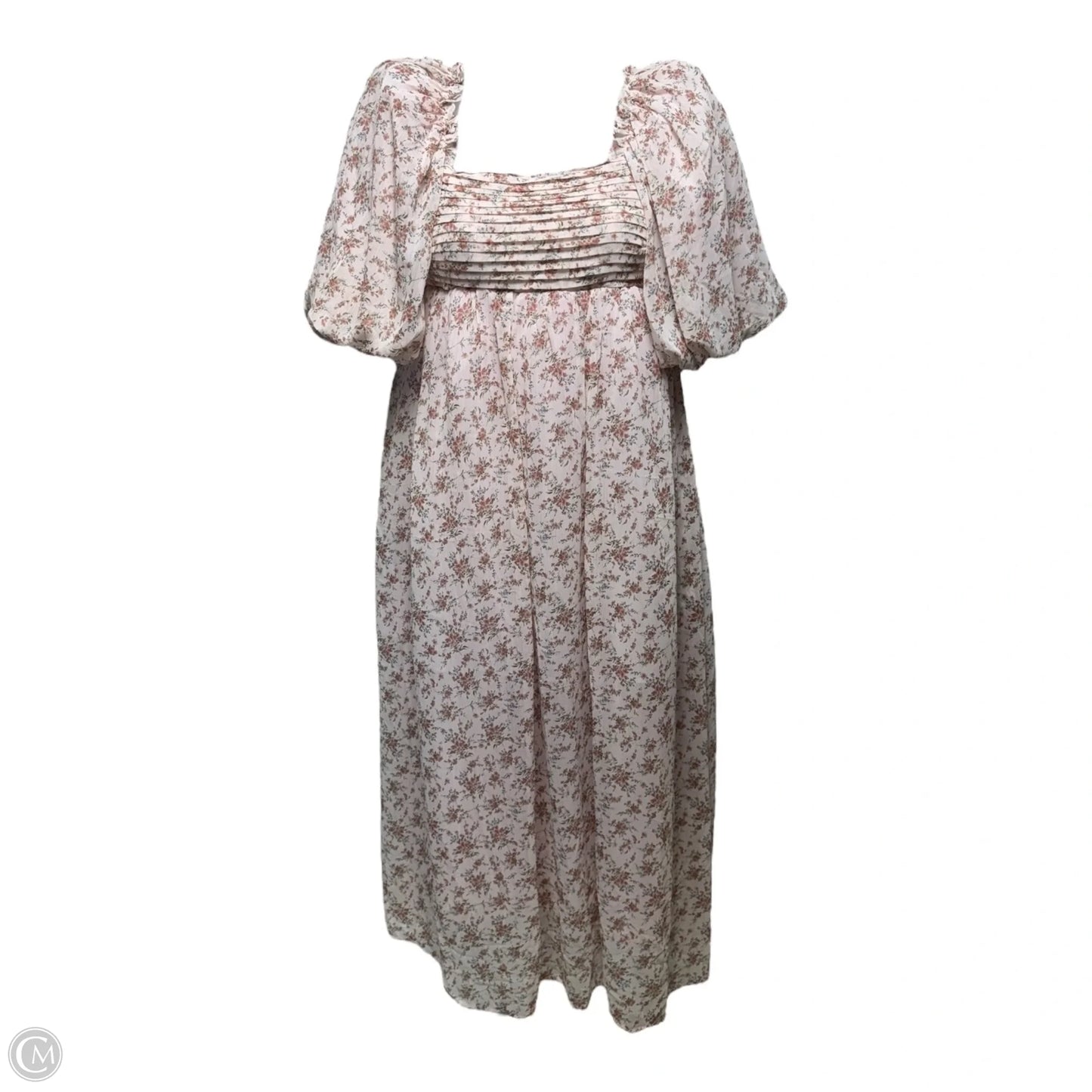 Melody Maxi Dress with Pleats and Bow Detail By Worth Collective In Pink Floral, Size: M