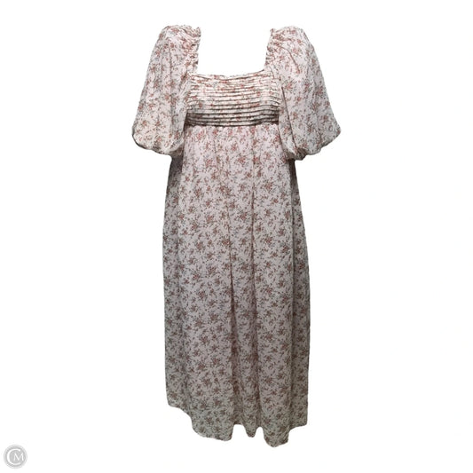 Melody Maxi Dress with Pleats and Bow Detail By Worth Collective In Pink Floral, Size: M