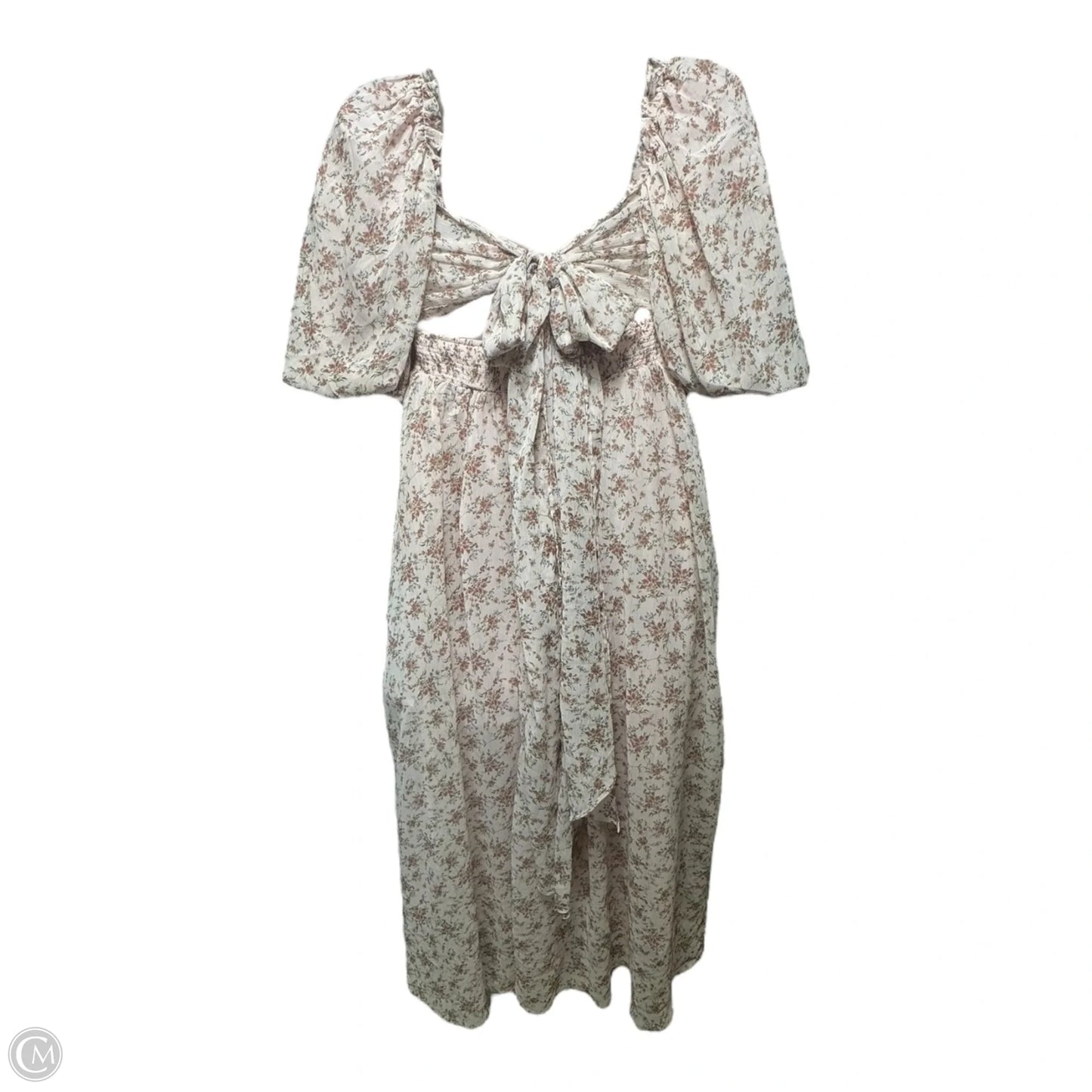 Melody Maxi Dress with Pleats and Bow Detail By Worth Collective In Pink Floral, Size: M